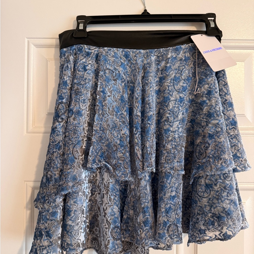 Zadig & Voltaire Blue and Black A-Line Skirt